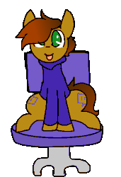 Size: 372x545 | Tagged: safe, artist:nootaz, oc, oc:twitchyylive, pony, :p, animated, both cutie marks, chair, clothes, gif, hoodie, i have done nothing productive all day, silly, silly pony, simple background, sitting, spinning, tongue out, transparent background, twitch