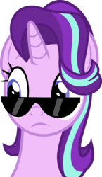 Size: 2611x4500 | Tagged: safe, artist:slb94, starlight glimmer, pony, g4, bust, frown, simple background, solo, sunglasses, transparent background, vector