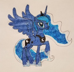 Size: 3024x2968 | Tagged: safe, artist:amaryllisg, derpibooru exclusive, princess luna, alicorn, pony, g4, female, high res, solo, traditional art