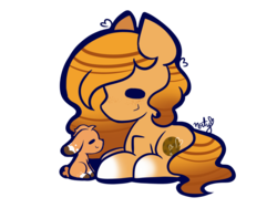 Size: 1600x1200 | Tagged: safe, artist:naty7913, oc, oc only, oc:snickerdoodle, earth pony, pony, rabbit, chibi, prone, simple background, solo, transparent background