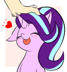 Size: 1200x1300 | Tagged: safe, artist:phoenixperegrine, starlight glimmer, human, pony, unicorn, g4, :p, blushing, chest fluff, cute, daaaaaaaaaaaw, ear fluff, eyes closed, female, floppy ears, glimmerbetes, hand, happy, head pat, head tilt, heart, hnnng, human on pony petting, mare, pat, petting, silly, smiling, solo focus, tongue out