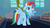 Size: 1280x720 | Tagged: safe, screencap, rainbow dash, g4, my little pony: friendship is magic, newbie dash, alternate hairstyle, behaving like pinkie pie, cute, dashabetes, dynamic dash, lightning, smiling, trunks