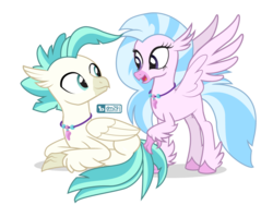 Size: 1000x750 | Tagged: safe, artist:dm29, silverstream, terramar, classical hippogriff, hippogriff, g4, surf and/or turf, brother and sister, duo, female, male, prone, show accurate, siblings, simple background, spread wings, transparent background, wings