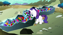 Size: 1280x720 | Tagged: safe, screencap, rarity, pony, unicorn, g4, the cutie mark chronicles, blank flank, female, filly, filly rarity, gem, geode, solo, younger