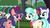 Size: 1280x720 | Tagged: safe, screencap, coco pommel, rarity, raspberry beret, g4, made in manehattan, beret, butt, clothes, clothes rack, collar, flower, hat, method mares, plot, sweater