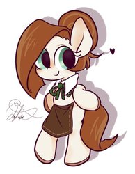 Size: 638x824 | Tagged: safe, artist:oc_ponys, oc, oc only, oc:nel drip, semi-anthro, apron, clothes, female, mare, necktie, simple background, smiling, solo