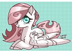 Size: 1786x1287 | Tagged: safe, artist:sl0ne, oc, oc only, oc:double circle, pegasus, pony, cute, female, looking at you, lying down, mare, prone, smiling, solo, wings