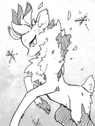 Size: 1536x2048 | Tagged: safe, artist:toki, velvet (tfh), deer, reindeer, them's fightin' herds, antlers, cloven hooves, community related, female, grayscale, monochrome, solo