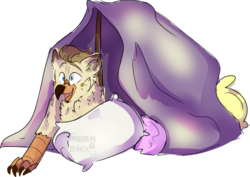 Size: 1280x907 | Tagged: safe, artist:maximumbark, oc, oc:bolton, griffon, blanket, pillow, pillow fort, simple background, sketch, transparent background