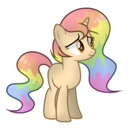 Size: 1024x1024 | Tagged: safe, artist:mintoria, oc, oc only, pony, unicorn, female, mare, rainbow hair, simple background, solo, transparent background