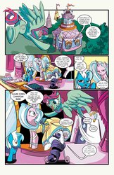 Size: 1024x1583 | Tagged: safe, artist:lytlethelemur, rarity, oc, oc:champion, oc:gimbal lock, oc:sugar song, pegasus, pony, unicorn, g4, carousel boutique, comic, comic preview, donut, food