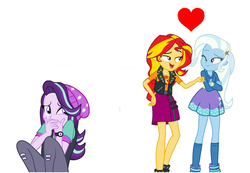 Size: 660x458 | Tagged: safe, starlight glimmer, sunset shimmer, trixie, equestria girls, equestria girls specials, g4, my little pony equestria girls: better together, my little pony equestria girls: forgotten friendship, female, lesbian, op failed at starting shit, op is a duck, op is trying to start shit, ship:suntrix, shipping