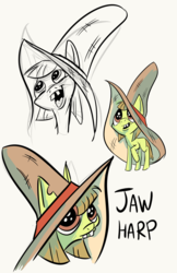 Size: 1024x1583 | Tagged: safe, artist:lytlethelemur, oc, oc only, oc:jaw harp, earth pony, pony, tails of equestria, solo