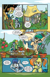 Size: 3300x5100 | Tagged: safe, artist:lytlethelemur, artist:willdabeard, oc, oc:nutmeg, oc:nutmegs parents, earth pony, pony, comic:for the love of nutmeg, littlepartycomics, comic, plants, ponyville, roleplaying is magic, tea party