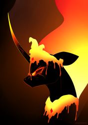 Size: 2480x3507 | Tagged: safe, artist:underpable, daybreaker, princess celestia, alicorn, pony, g4, crown, female, fire, high res, jewelry, mare, melting, peytral, rage, regalia, solo, wrath