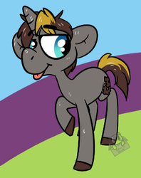 Size: 287x363 | Tagged: safe, artist:lilsunshinesam, oc, oc:geartooth, pony, unicorn, commission, silly, tongue out
