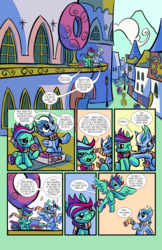 Size: 6600x10200 | Tagged: safe, artist:lytlethelemur, oc, oc only, oc:gimbal lock, oc:rally point, pony, comic:fly with me, littlepartycomics, absurd resolution, canterlot, comic, donut, food, implied donut joe, roleplaying is magic