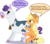 Size: 2462x2152 | Tagged: safe, artist:blupolicebox, applejack, rarity, cow, earth pony, pony, g4, aftermath, bedroom eyes, bell, blush lines, blushing, bucket, cowbell, cowified, dialogue, duo, duo female, eyeshadow, female, female orgasm, floppy ears, grin, high res, implied lesbian, implied rarijack, implied shipping, interspecies, lesbian, looking at each other, looking back, looking forward, makeup, milk, milking, moo, mute, open mouth, orgasm, raricow, show accurate, simple background, sitting, smiling, species swap, speech bubble, speech change, stool, tongue out, transformed, transparent background, udder