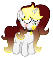 Size: 420x474 | Tagged: safe, artist:darbypop1, oc, oc only, oc:destiny blood, pony, unicorn, base used, female, flower, mare, mouth hold, simple background, solo, transparent background
