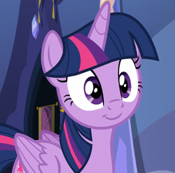 Size: 853x843 | Tagged: safe, screencap, twilight sparkle, alicorn, pony, to where and back again, cropped, cute, disguise, disguised changeling, fake twilight, female, ohai, pure unfiltered evil, smiling, solo, twiabetes, twilight sparkle (alicorn)