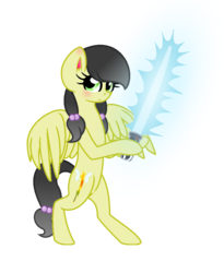 Size: 803x977 | Tagged: safe, artist:darbypop1, oc, oc only, oc:irene sky, pegasus, pony, bipedal, female, lightsaber, mare, simple background, solo, star wars, transparent background, weapon