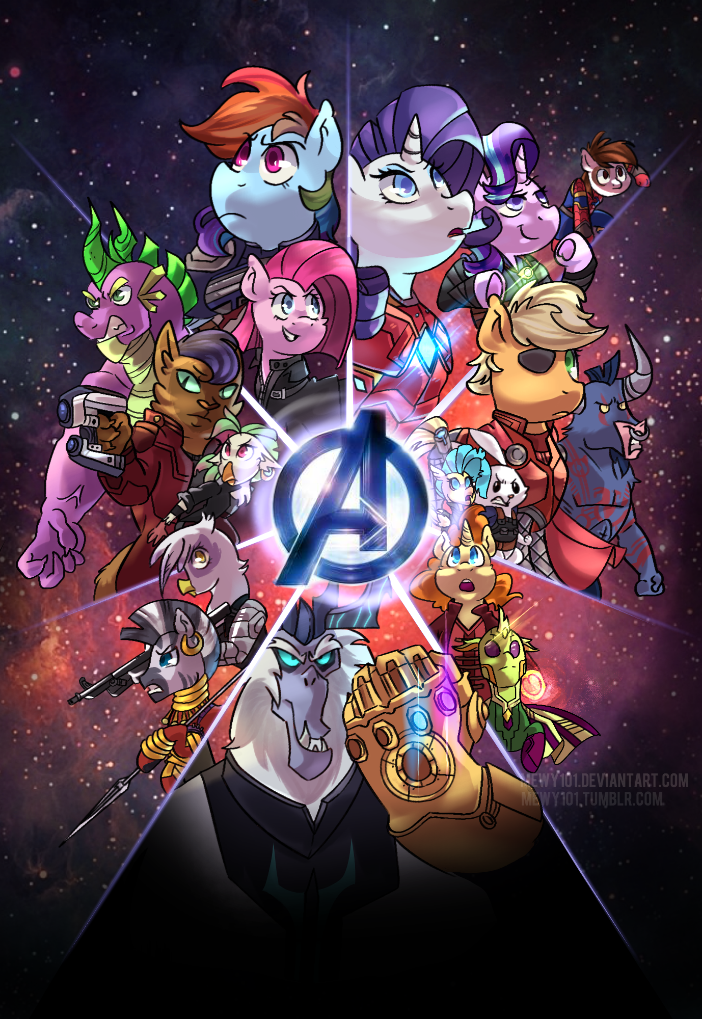 1724644 Safe Artist Mewy101 Angel Bunny Applejack Capper Dapperpaws Captain Celaeno Gilda Iron Will Pinkie Pie Pipsqueak Princess Skystar Pumpkin Cake Rainbow Dash Rarity Spike Starlight Glimmer Storm King Thorax Zecora Abyssinian I just got an aww, yeah! from rainbow dash. captain celaeno