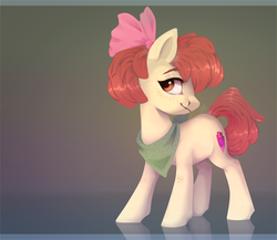 Size: 2300x2000 | Tagged: safe, artist:neon-light-53, apple bloom, earth pony, pony, g4, bandana, bow, female, filly, high res, mare, smiling, solo