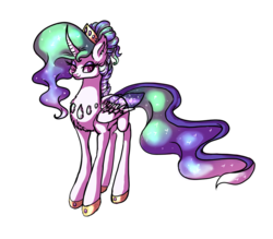 Size: 969x847 | Tagged: safe, artist:marbola, oc, oc only, changepony, hybrid, hybrid wings, offspring, parent:princess celestia, parent:thorax, parents:thoralestia, simple background, solo, transparent background
