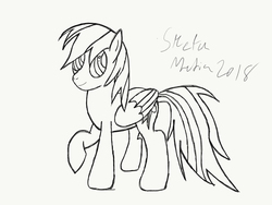 Size: 2048x1536 | Tagged: safe, artist:sketchmedia, rainbow dash, pony, g4, female, monochrome, solo