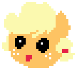 Size: 360x330 | Tagged: safe, artist:ponyfan6849, applejack, earth pony, pony, g4, baby, babyjack, bust, foal, head only, nightmare fuel, pixel art, simple background, solo, transparent background, younger