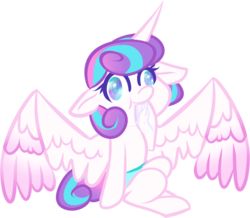 Size: 1364x1189 | Tagged: safe, artist:olivecow, princess flurry heart, alicorn, pony, g4, baby, colored pupils, cute, derp, diaper, female, filly, flurrybetes, foal, hoof sucking, simple background, sitting, solo, spread wings, transparent background, wings
