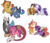 Size: 907x773 | Tagged: safe, artist:queerly, applejack, discord, pinkie pie, princess celestia, rainbow dash, rarity, spitfire, twilight sparkle, alicorn, draconequus, pony, g4, bow, chibi, cloven hooves, cuddling, cute, cutefire, cutelestia, dashabetes, diapinkes, discute, female, flying, hair bow, jackabetes, lesbian, looking at each other, male, mare, nuzzling, raribetes, redesign, ship:discopie, ship:rarijack, ship:spitdash, ship:twilestia, shipping, simple background, straight, transparent background, twiabetes, twilight sparkle (alicorn)