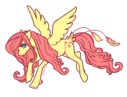 Size: 776x595 | Tagged: safe, artist:queerly, fluttershy, pegasus, pony, g4, cutie mark, female, flying, looking at you, mare, peacock feathers, simple background, solo, spread wings, tail feathers, transparent background, unshorn fetlocks, wings