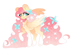 Size: 925x670 | Tagged: safe, artist:mscreepyplaguedoctor, fluttershy, pony, g4, chest fluff, ear fluff, female, flower, flower in hair, freckles, long hair, looking at you, one wing out, pixel art, raised hoof, simple background, smiling, solo, white background