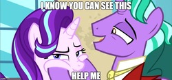 Size: 944x440 | Tagged: safe, edit, edited screencap, screencap, starlight glimmer, g4, the parent map, fourth wall, looking at you, meme, squishy cheeks