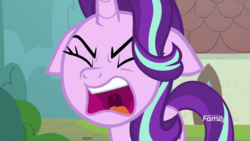 Size: 1920x1080 | Tagged: safe, screencap, starlight glimmer, pony, unicorn, g4, the parent map, angry, discovery family logo, ears back, eyes closed, female, mare, mawshot, open mouth, ragelight glimmer, solo, uvula