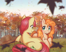 Size: 2800x2215 | Tagged: safe, artist:mirroredsea, bright mac, pear butter, earth pony, pony, brightabetes, brightbutter, couple, cute, female, husband and wife, male, mare, married couple, pearabetes, shipping, smiling, stallion, straight