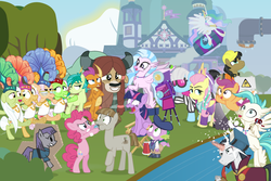 Size: 1000x667 | Tagged: safe, artist:dm29, apple rose, auntie applesauce, chancellor neighsay, fluttershy, goldie delicious, granny smith, jack hammer, maud pie, mudbriar, photo finish, pinkie pie, princess celestia, sandbar, scootaloo, silverstream, smolder, spike, starlight glimmer, terramar, twilight sparkle, yona, alicorn, classical hippogriff, dragon, earth pony, hippogriff, pony, seapony (g4), unicorn, yak, fake it 'til you make it, g4, grannies gone wild, horse play, school daze, surf and/or turf, the maud couple, alternate hairstyle, bipedal, camera, cardboard maud, chair, clothes, construction pony, cosplay, costume, director spike, director's chair, dragoness, eea rulebook, female, fishing rod, fluttergoth, geode, gold horseshoe gals, hipstershy, kickline, leaking, levitation, magic, male, mare, progress bar, rocket, school of friendship, seaponified, seapony scootaloo, severeshy, ship:maudbriar, shipping, showgirl, shylestia, species swap, stallion, straight, telekinesis, the meme continues, the story so far of season 8, this isn't even my final form, toy interpretation, trixie's rocket, twilight sparkle (alicorn), wall of tags