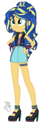 Size: 225x596 | Tagged: safe, artist:ilaria122, artist:selenaede, part of a set, oc, oc only, oc:shining swirls, equestria girls, g4, belt, bracelet, clothes, cute, high heels, jacket, leather jacket, legs, miniskirt, next generation, offspring, parent:flash sentry, parent:sunset shimmer, parents:flashimmer, piercing, shoes, simple background, skirt, solo, transparent background, zipper