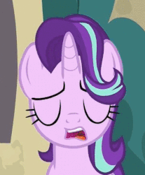 Size: 354x427 | Tagged: safe, screencap, starlight glimmer, pony, unicorn, g4, season 8, the parent map, animated, blowing, cropped, female, floppy ears, gif, hair, hair blowing, looking at you, mare, raised eyebrow, sire's hollow, solo, unamused