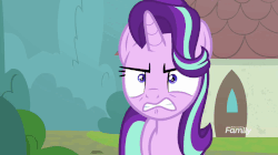 Size: 826x464 | Tagged: safe, screencap, starlight glimmer, pony, unicorn, g4, season 8, the parent map, angry, animated, ears back, female, gif, gritted teeth, mare, ragelight glimmer, shrunken pupils, sire's hollow, solo
