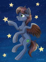 Size: 900x1216 | Tagged: safe, artist:scheadar, oc, oc only, pegasus, pony, female, night, solo, stars, tangible heavenly object