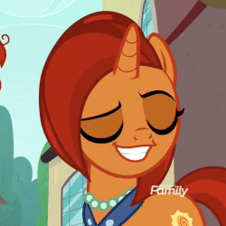 Size: 600x600 | Tagged: safe, screencap, stellar flare, pony, unicorn, g4, the parent map, animated, cropped, discovery family logo, dreamworks face, faic, female, gif, lidded eyes, mare, open mouth, raised eyebrow, sire's hollow, smiling, solo, stellarsmug, talking, teeth