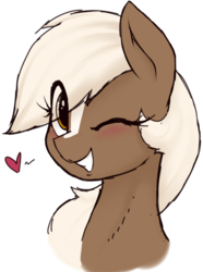 Size: 743x996 | Tagged: safe, artist:anearbyanimal, pony, blushing, bust, crossover, cute, epona, eponadorable, epony, heart, one eye closed, ponified, simple background, smiling, solo, the legend of zelda, transparent background, wink