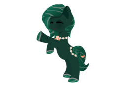 Size: 900x636 | Tagged: safe, artist:lordswinton, oc, oc only, fish, original species, pond pony, pony, art trade, closed species, eyes closed, female, green, mare, rearing, seashell necklace, simple background, solo, transparent background, vector, water