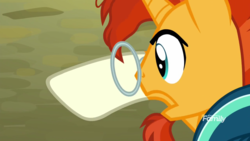 Size: 1920x1080 | Tagged: safe, screencap, sunburst, pony, unicorn, g4, the parent map, clothes, discovery family logo, glasses, hooves, just look at the time, male, open mouth, solo, stallion, sunburst's wristwatch