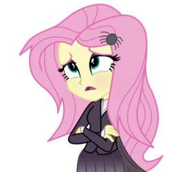 Size: 7680x7680 | Tagged: safe, artist:efk-san, fluttershy, equestria girls, fake it 'til you make it, g4, absurd resolution, beautiful, clothes, crying, equestria girls-ified, female, fluttergoth, sad, show accurate, simple background, solo, transparent background