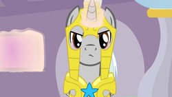 Size: 1280x720 | Tagged: safe, artist:derek pony, pony, unicorn, guard, looking at you, magic, male, serious, serious face, stallion
