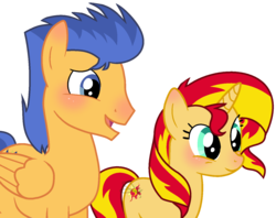Size: 1458x1152 | Tagged: safe, artist:leanne264, flash sentry, sunset shimmer, pony, unicorn, g4, female, male, ship:flashimmer, shipping, simple background, straight, transparent background