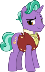 Size: 2000x3200 | Tagged: safe, artist:cheezedoodle96, firelight, pony, unicorn, g4, the parent map, .svg available, clothes, high res, looking at you, male, missing accessory, necktie, shirt, simple background, smiling, solo, stallion, svg, transparent background, vector, vest